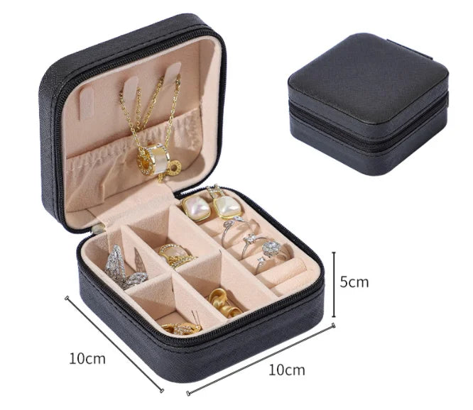 Portable Jewelry Storage Box Travel Organizer Jewelry Case PU Leather Storage Earrings Necklace Ring Jewelry Organizer Display