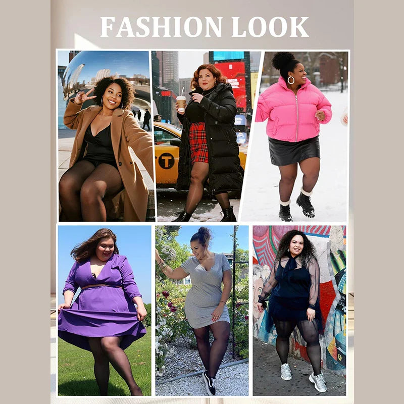 3 Pairs Plus Size Sheer Tights for Women - Black Tights Control Top Pantyhose with Reinforced Toes.