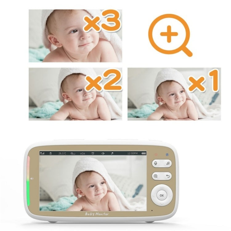 VB803 Built-in Lullabies PTZ Rotation HD Baby Security Camera 5-inch Baby Monitor(AU Plug)