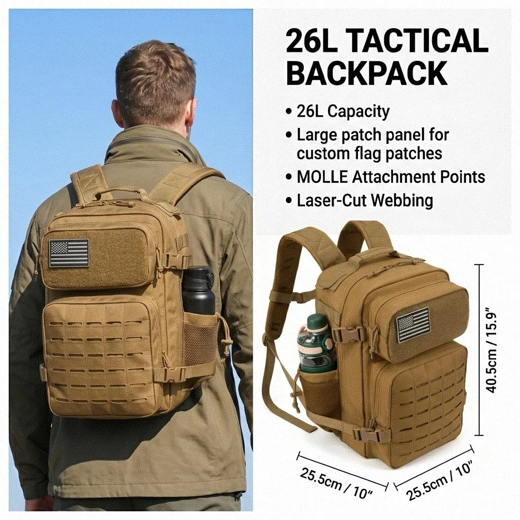 26L Tactical Backpack Molle Outdoor Survival Fitness Hiking Rucksack