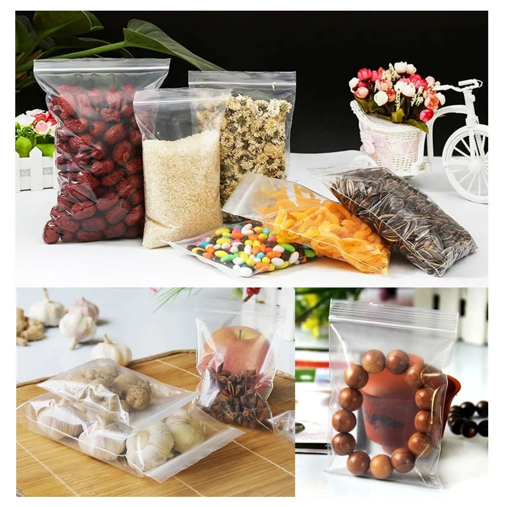 100 Pcs/Pack Small Zip Lock Plastic Bags recloseable Storage Bag Clear Bags