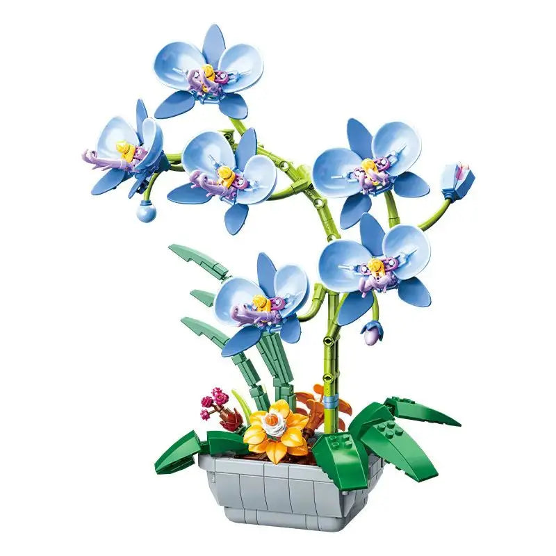 Building Blocks Set Orchid Flowers Bouquet Flower Blocks Bonsai Plant Model Bricks DIY Home Decoration Toys Kids Chirstmas Gifts