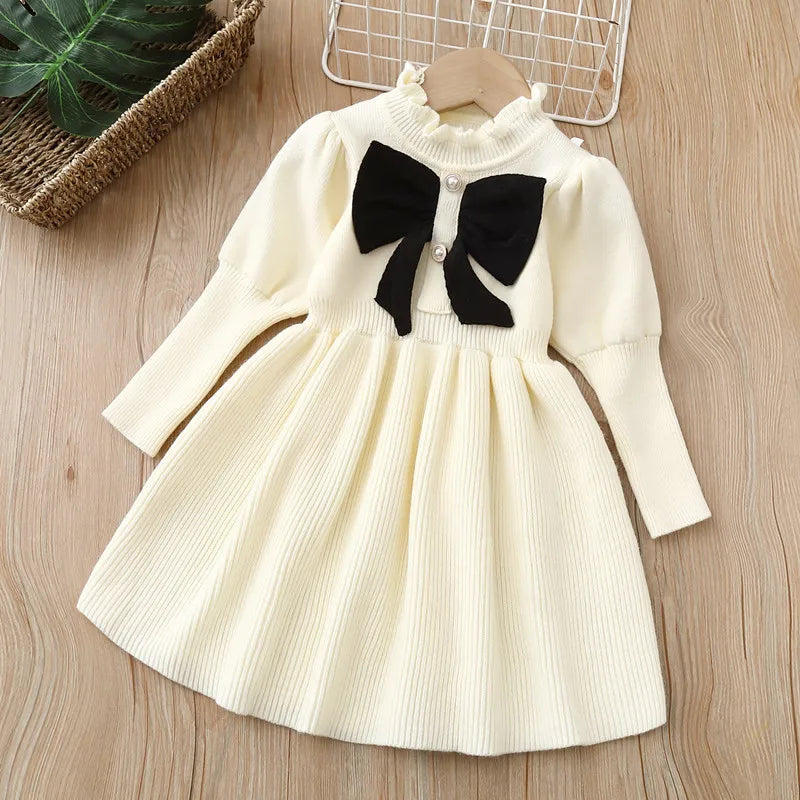 Girls Knitted Long Sleeve Casual Kids Baby Knitted Outfit 2-8 Years Christmas School Costume