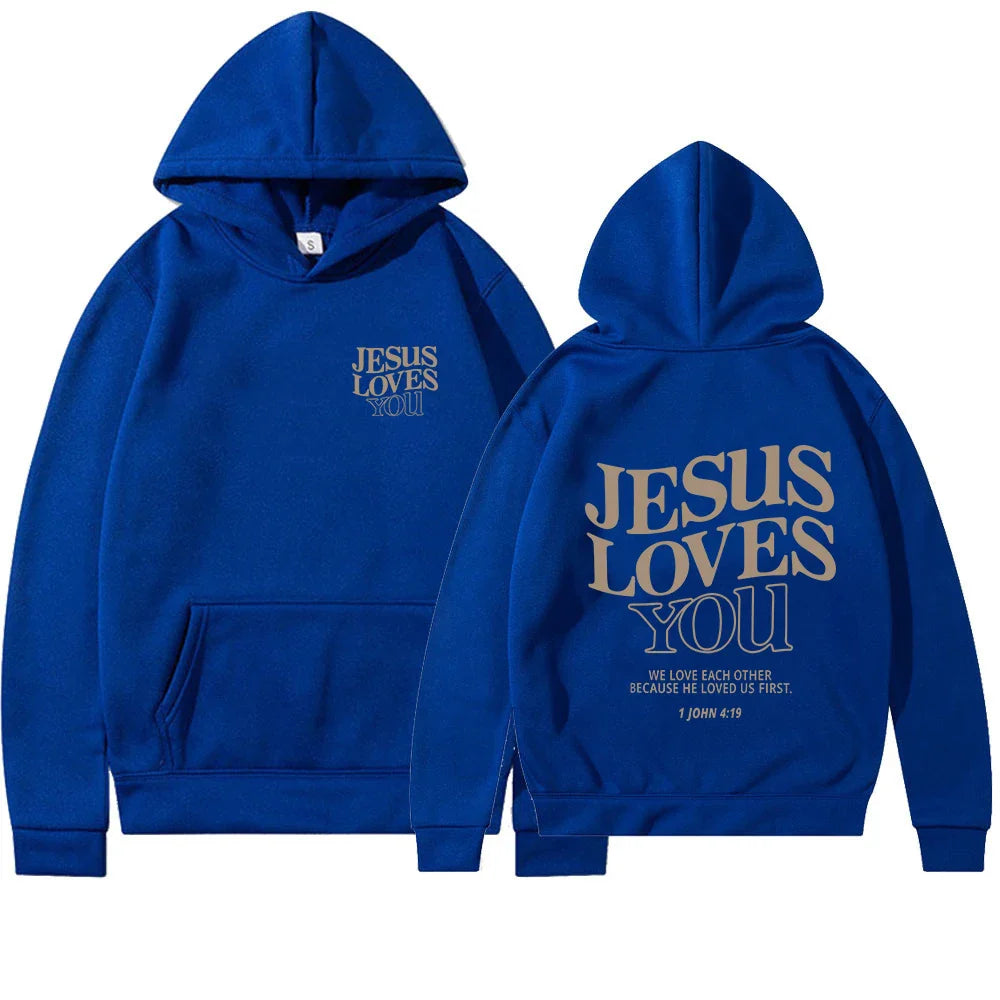 Jesus Loves You Print Hoodies for Women's Y2K Clothes Long Sleeve Fun Graphic Hooded Sweatshirts 2023 Fall Winter Pullover Tops