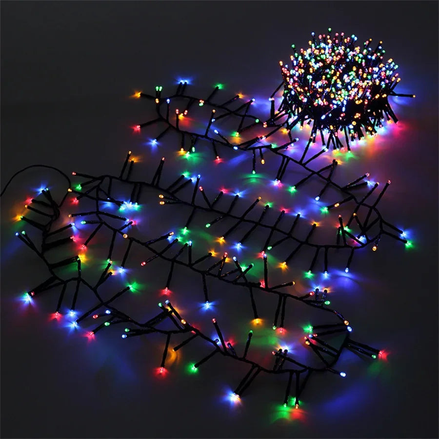 25M 2000 LED Christmas Cluster Light Outdoor Waterproof Christmas Firecrackers String Light 8 Modes Christmas Fairy Lights Decor