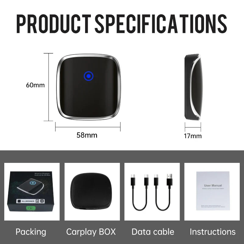 2024 NEW 2 in 1 Carplay Wireless To Wired Auto Box Android Auto Wired To Wireless Carplay Adapter Electric Vehicle Parts