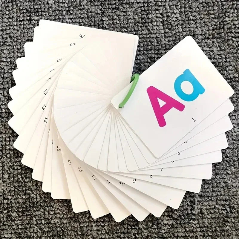 Wipe-able Alphabet Fun Cards Toy, Early Learning Educational Uppercase Lowercase Letters Gift For Kids, Spelling Animal Cartoon