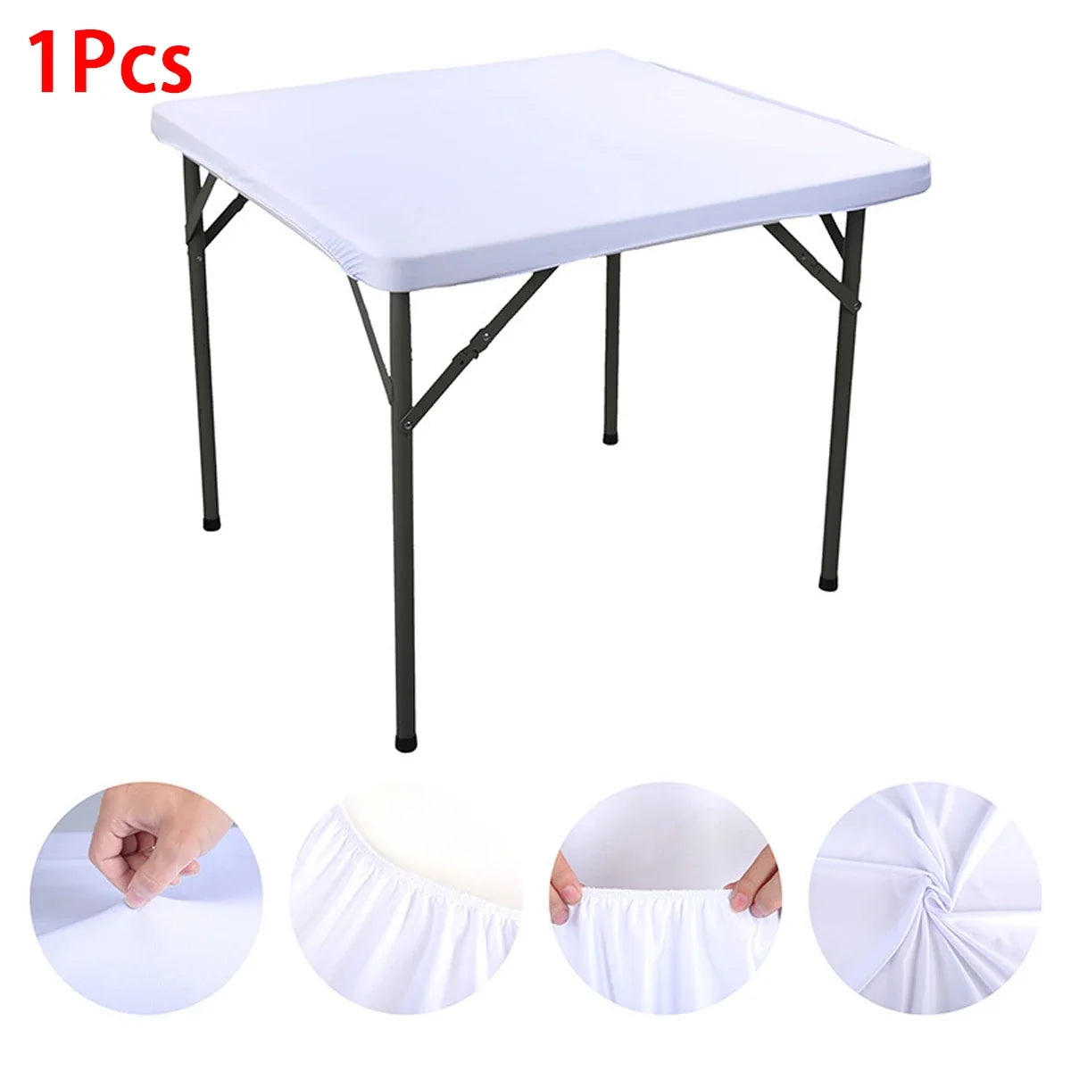 1Pcs Stretchy Square Table Cover, Washable Tablecloth For Party Dining, Cocktails Table, Birthday Wedding Party Decorations