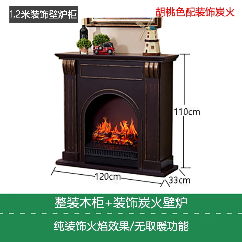 Natural Wood Living Room Fireplace Rustic Decoration