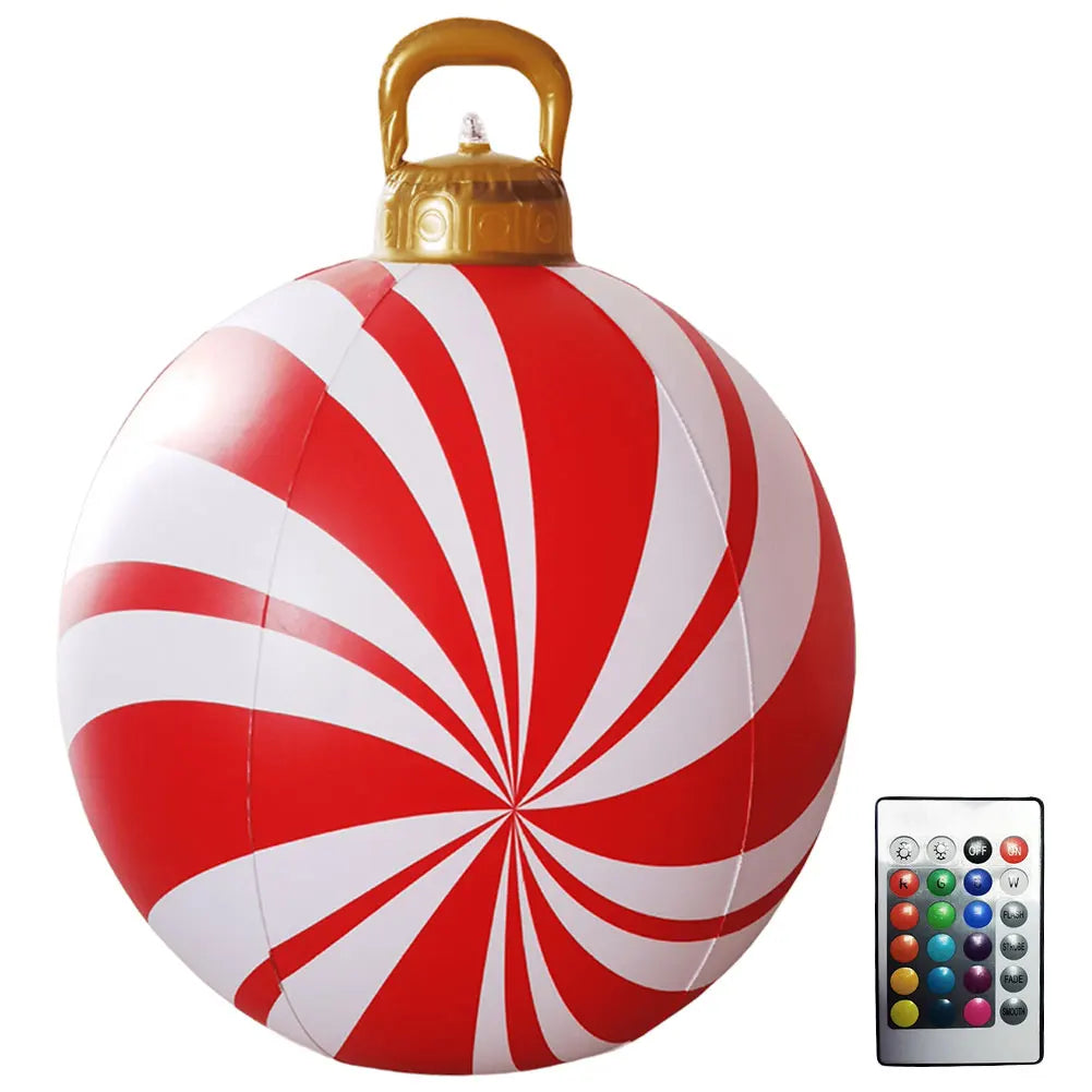 60cm PVC Inflatable Christmas Balls Toys Light Up Giant Christmas Inflatable Ball Xmas Tree Ornaments Christmas Decoration 2024