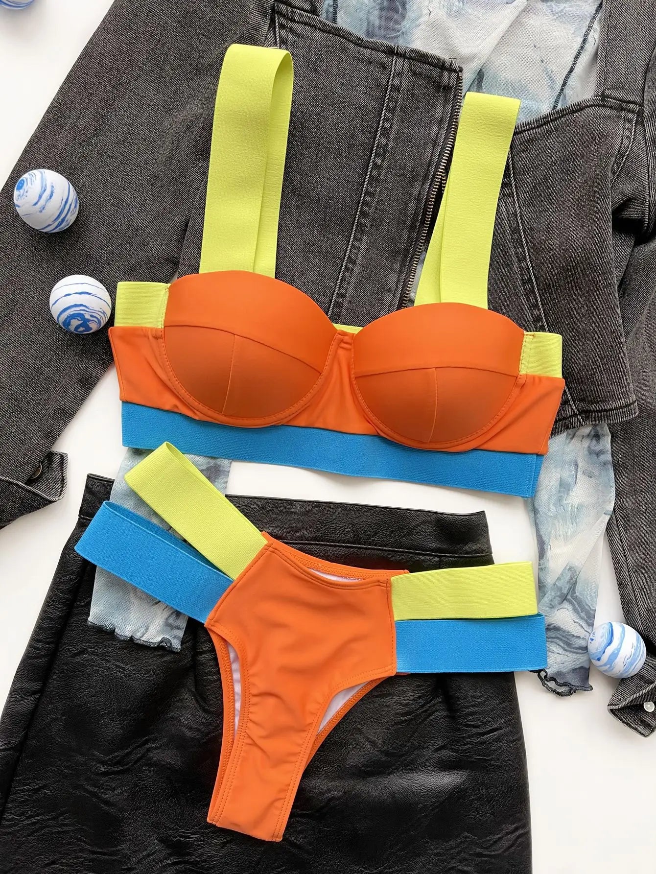 New Push Up Bikinis Sets Sexy Women's Swimsuit Vintage Chest Pad Swimwear Printed Feminine Bikini Patchwork Bathing Suit