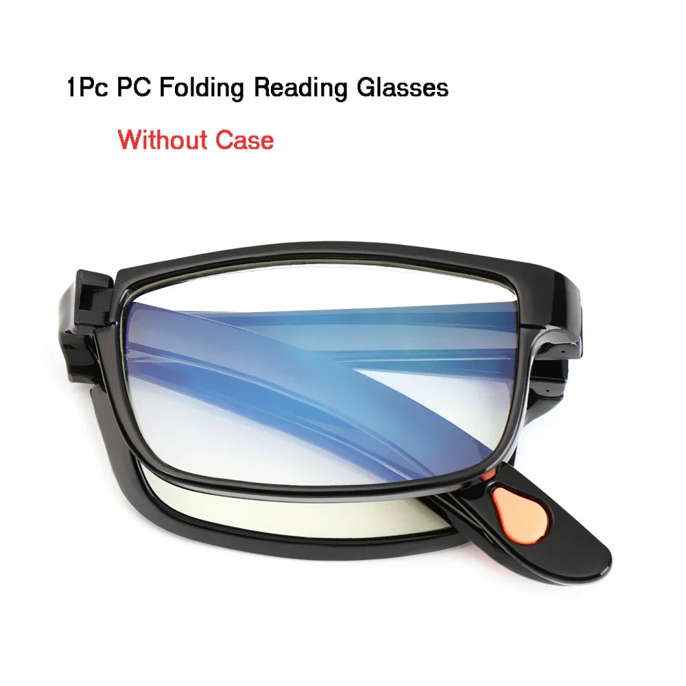 Portable Folding Anti Blue Light Reading Glasses With Case Men Women Metal Small Frame Presbyopia Eyeglasses Hyperopia Eyewear