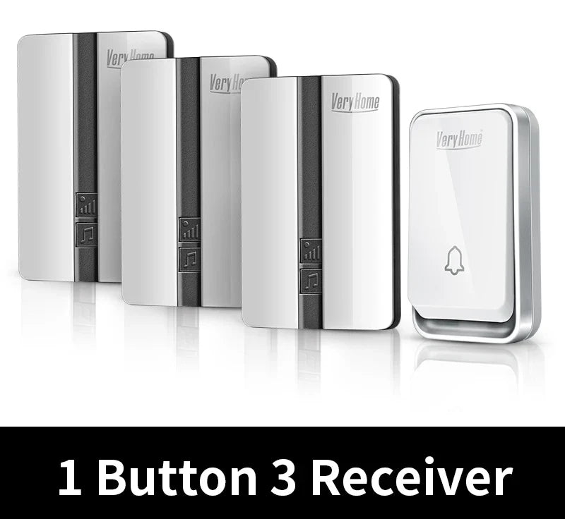 VeryHome Wireless Doorbell Waterproof Self-powered Button Smart Door Bell Sets Home Welcome Outdoor House Chimes Receiver