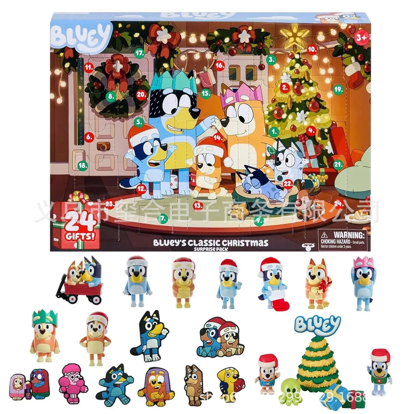 Moose Advent Calendar Christmas Bluey Anime Figurine Halloween Toys Surprise Blind Box Model Doll Kid Countdown Decoration Gift