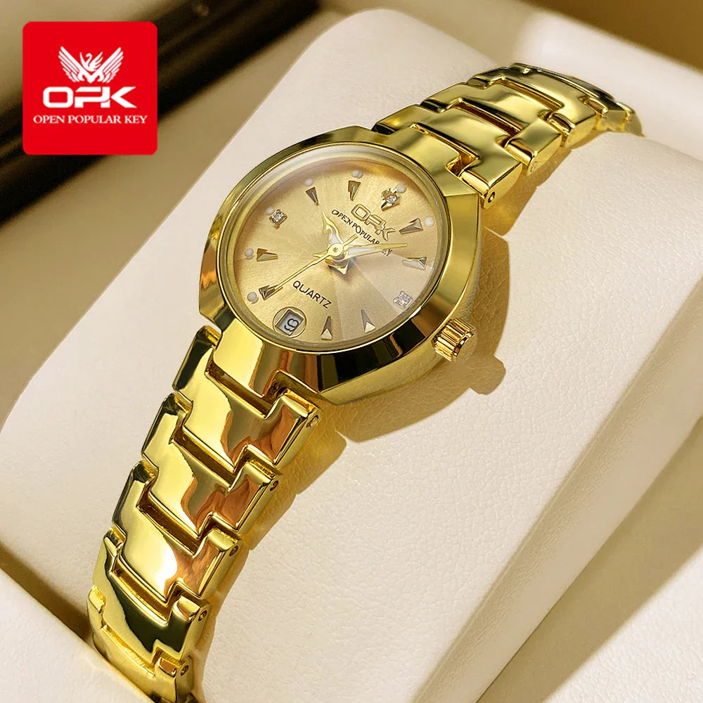 OPK 8105 Women's Watches Luxury Original Wristwatch for Girl Waterproof Luminous Ladies Watch Fashionable Zircon Scale Date