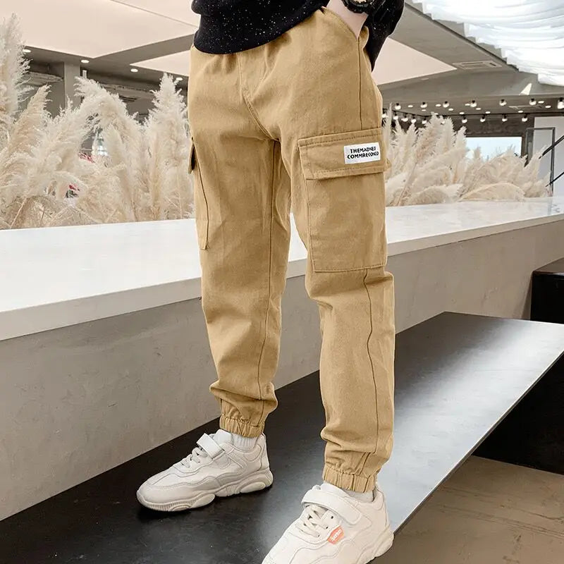 Cargo Pants Spring Autumn Thick Boys Trousers, Casual Kids Sport Pants Teenage Clothes For 4-11Year.