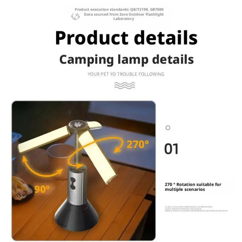 Outdoor Camping Ultra Long Endurance Triangle Stacked Light Telescopic Lighting Multifunctional Camping Site Atmosphere Lamp