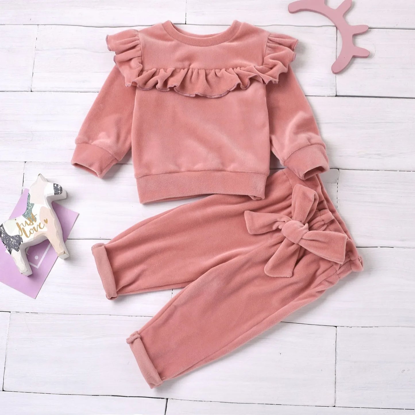 2Pcs Newborn Infant Baby Clothes Girls Clothes Sets Solid Color Long Sleeve Sets 6 12 24 Months
