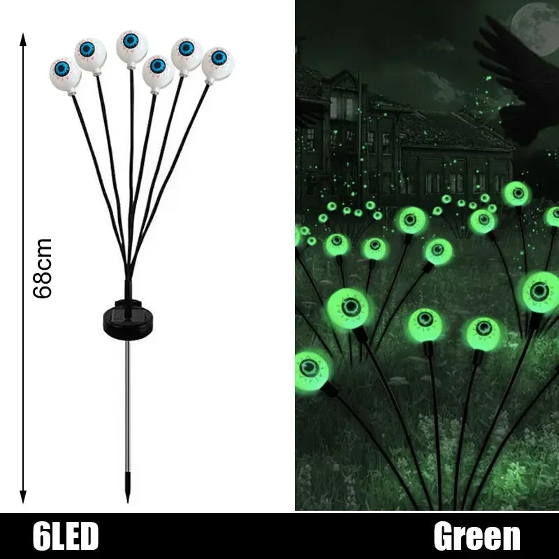 6PCS Halloween LED Eyeball Lights Solar Garden Lawn Lights Outdoor Scary Decoration Lights Halloween Party Decoration