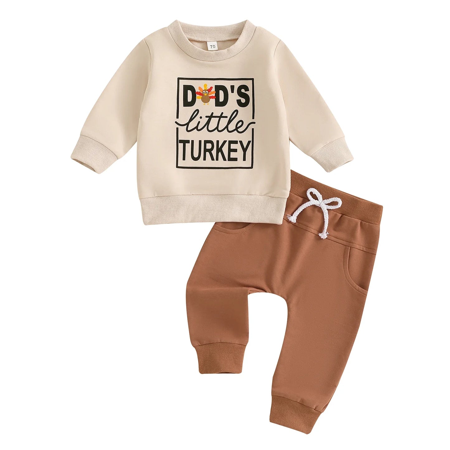 Toddler Boys Thanksgiving Clothes Set boy Girl Long Sleeve Letter Turkey Print Tops Solid Color Pants Clothing Sets