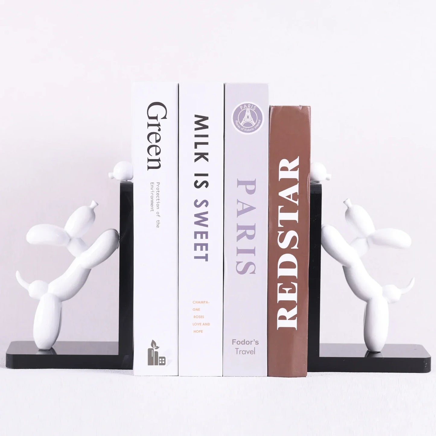Resin Balloon Dog Book Ends Home Decor Modern Dog Stature Bookends Shelves Hold Books Heavy Duty Book Holder Stopper for Shelf