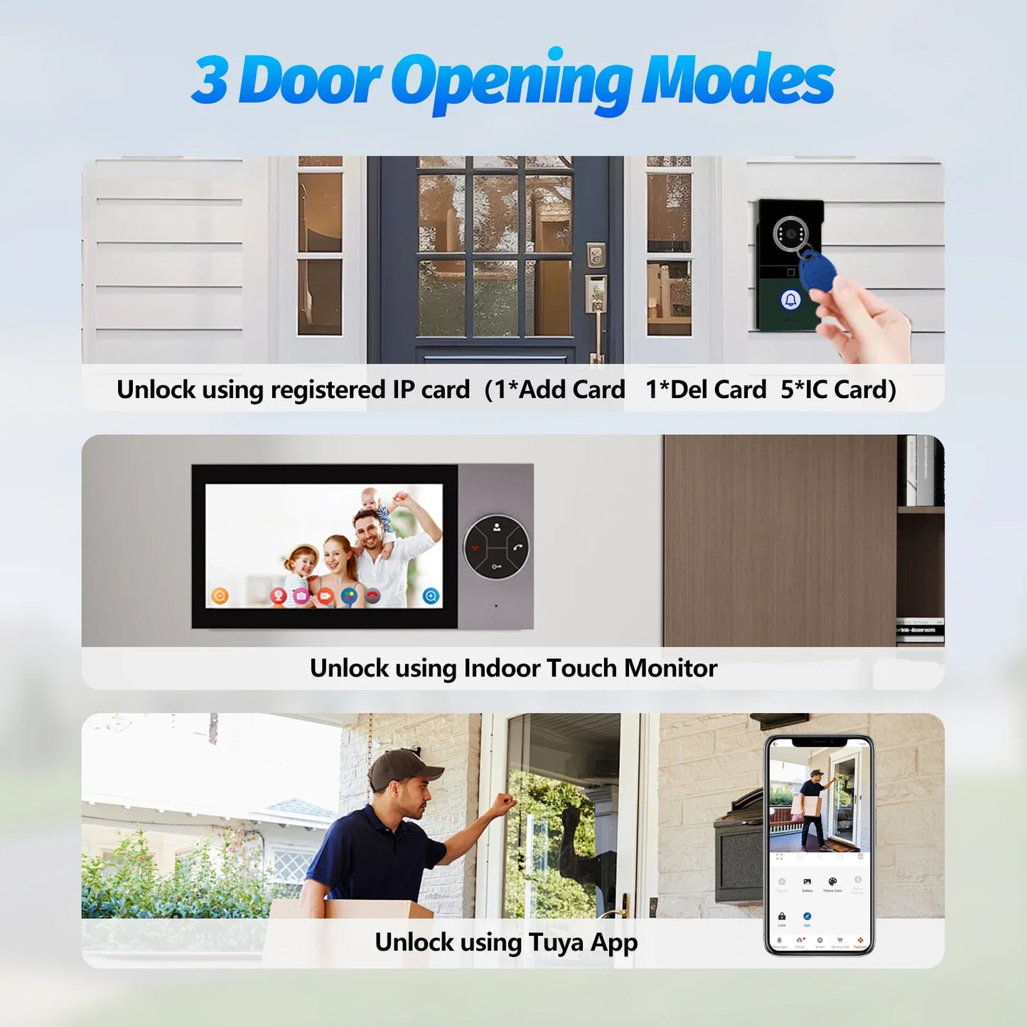 Tuya Smart 7 Inch HD Video Intercom System with 1080p Night Vision, Door Bell Camera with Move Detection & Remote Access