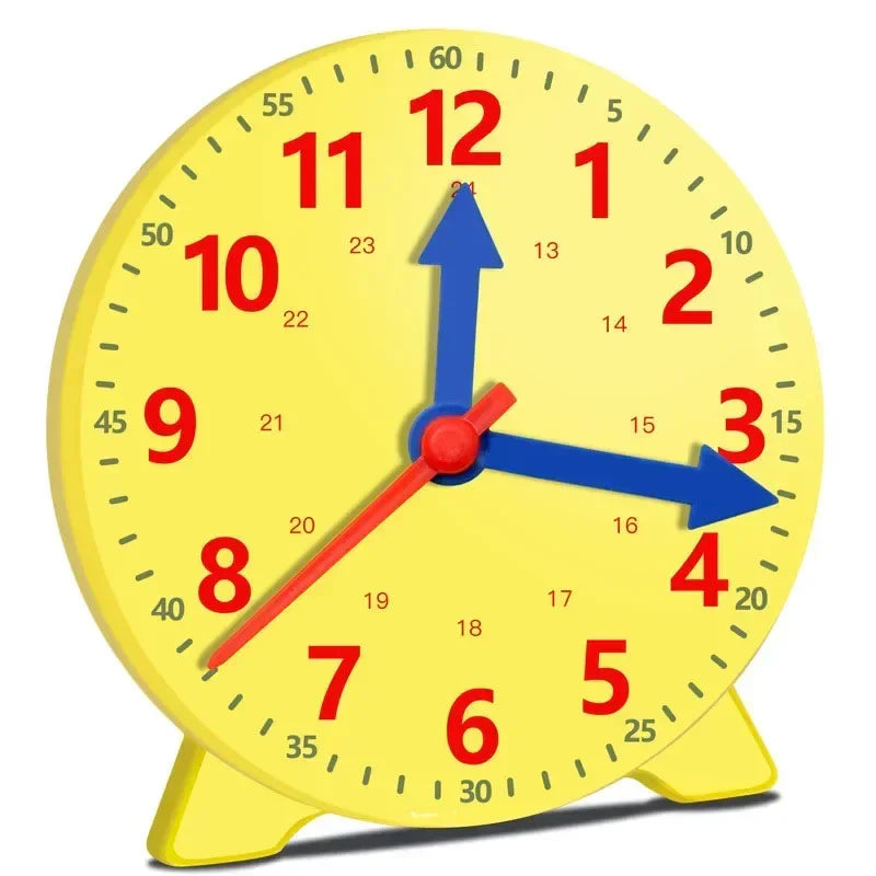 Wooden Clock Model Teaching Aid Montessori Learning Clocks with Cards Kindergartner Toy for Game Interaction Playroom Wall