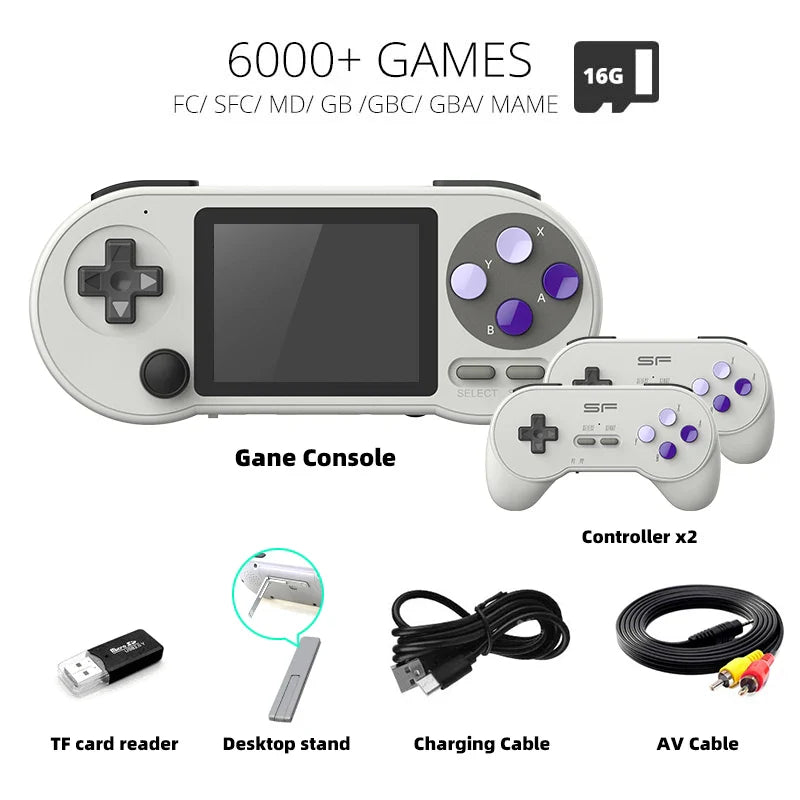DATA FROG SF2000 Portable Handheld Game Console 3 inch Retro Game Consoles Built-in 6000 Games Classic Mini Video Games for Kids