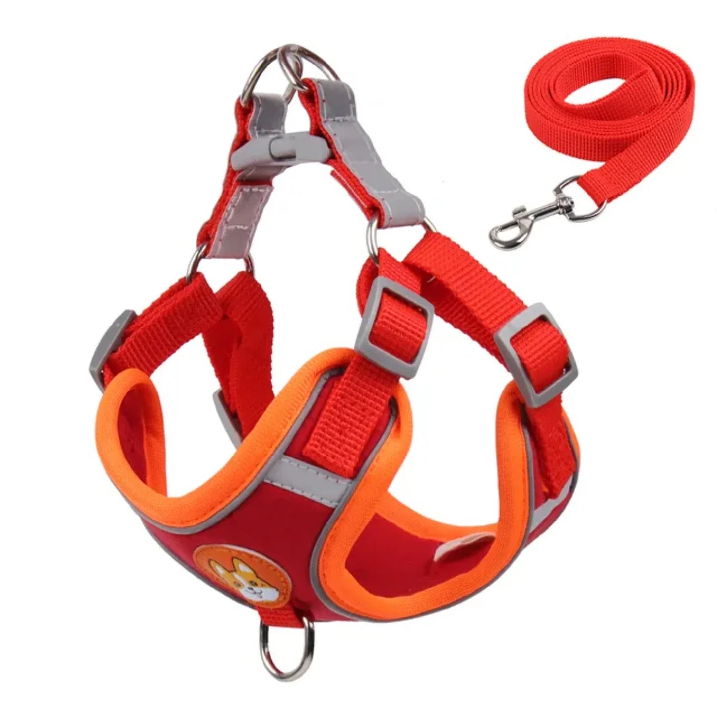 Dog Harness with 1.5m Traction Leash Set Pull Dog Vest Strap Adjustable Reflective Breathable Harness Dogs Puppy and Cats Flea