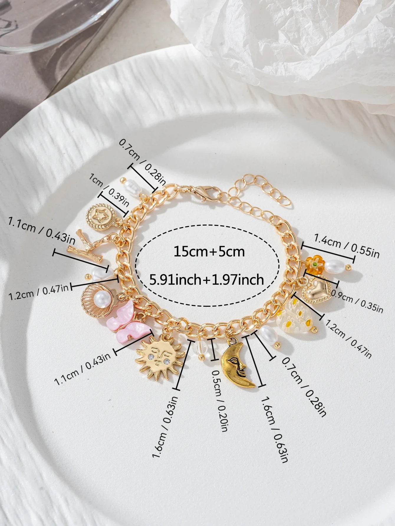 Charm Exquisite Shell Sun Moon Flower Pendant Women's Bracelet Banquet Jewelry