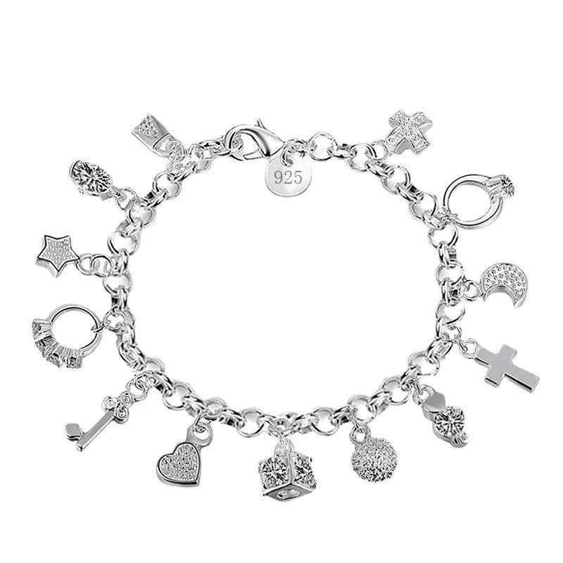 925 Sterling Silver Valentine Gift Charm Color Jewelry Fashion