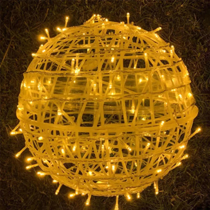 LED String Lights Christmas Tree Decoration 30CM 20CM Rattan Ball Hanging Lamp Holiday Wedding Fairy Garland Light Outdoor Home