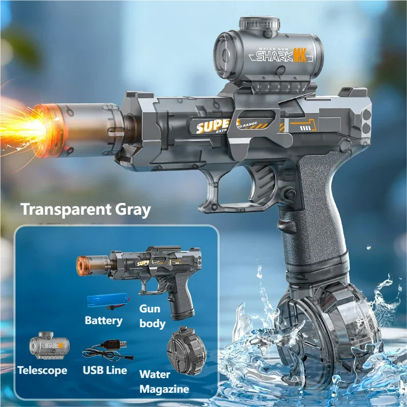 Electric Pulse Water Guns Automatic Water Gun With Led Light Water Blaster Squirt Gun Summer Outdoor Party Toys Gifts For Adult