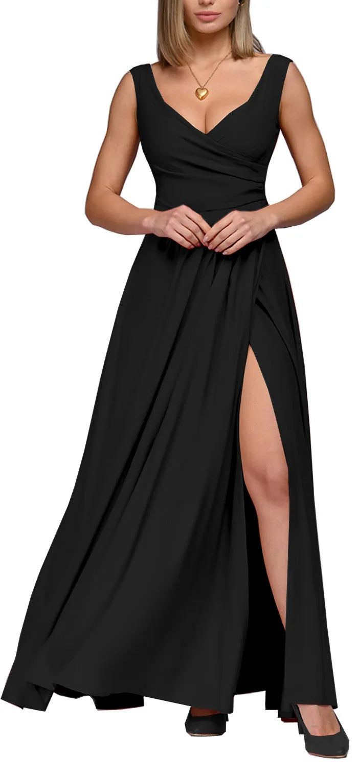 2024 Women Sexy Sleeveless V-neck High Slit Hollow Out Bodycon Bandage Dress for NightClub Party Long Wrap Maxi Dress Vestido u2