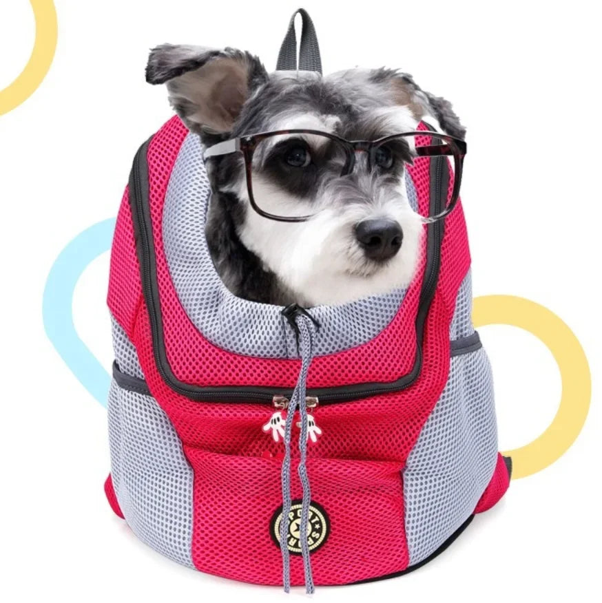Double Shoulder Portable Travel Backpack Pet Dog Outdoor Carrier Bag Pet Dog Front Bag Mesh Backpack Pet Carrying Supplies