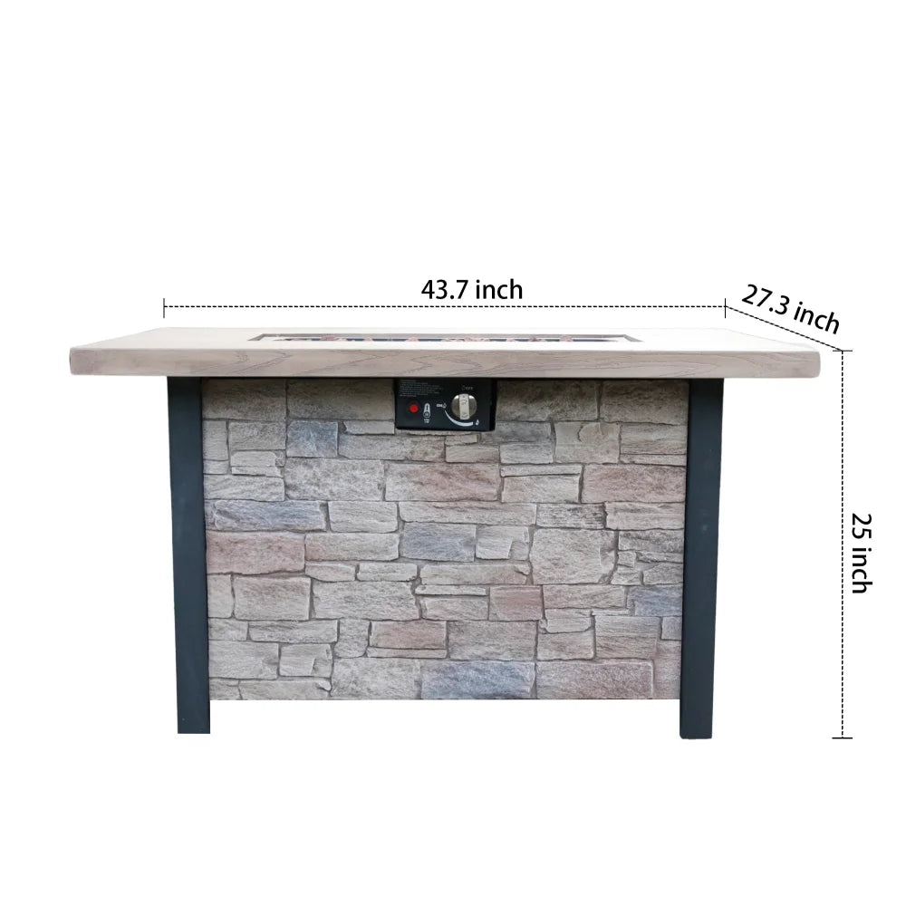 44" W x 25" H Outdoor Patio Propane Gas Fire Pit Table - 50,000 BTU High-temperature-resistant carving process