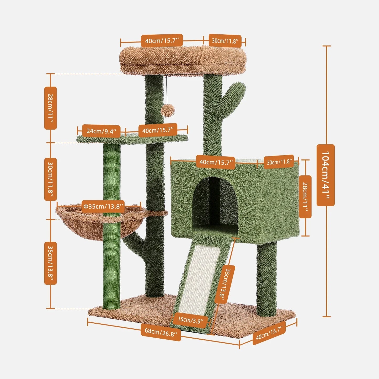 Fast Delivery Cactus Cat Tree with Condo Scratching Post for Cats Multi-Level Cat Tower Cat Scrapers Cat Accessories Pet Cat Toy