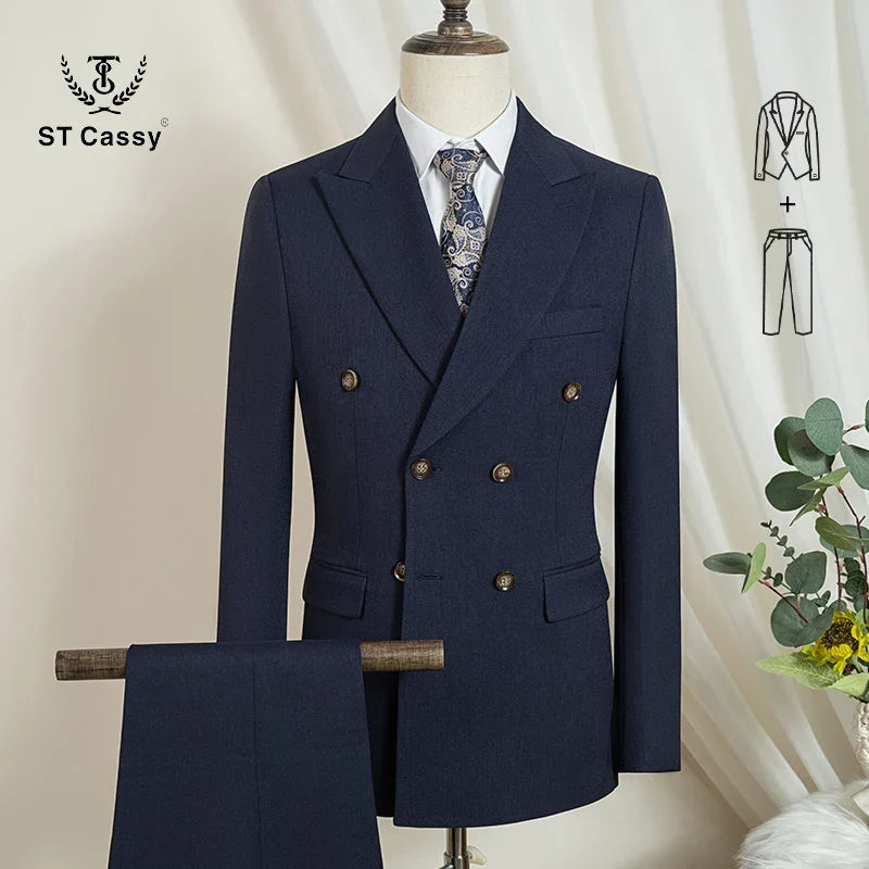 ST Cassy High Quality Elegant Man Suit 2 Piece Set Party Outfit Modern Wedding Dinner Suit for Men Stylish Business Office Suit