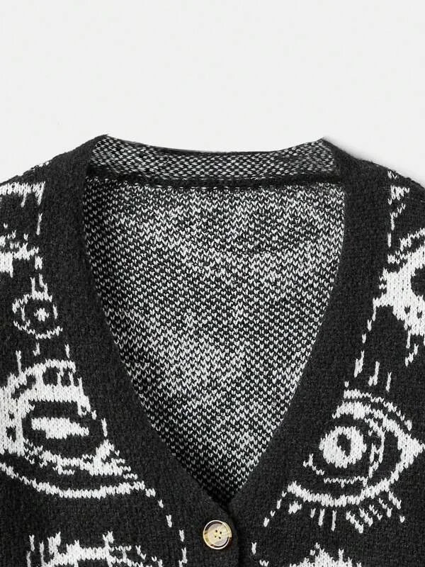 Traf Women's sweater jacquard y2k new pullovers Knit wear Winter clothes women tops vintage Female clothing long sleeve top