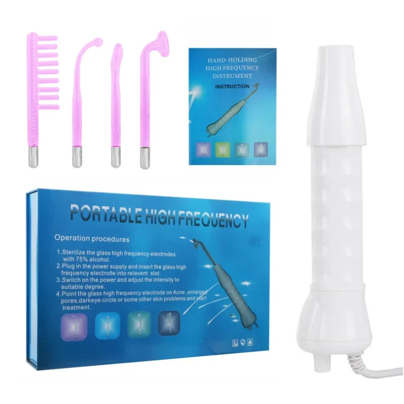 High Frequency Facial Machine Skin Therapy Electrode Wand Neon Electrotherapy Glass Tube Acne Spot Remover Face Skin Care Device