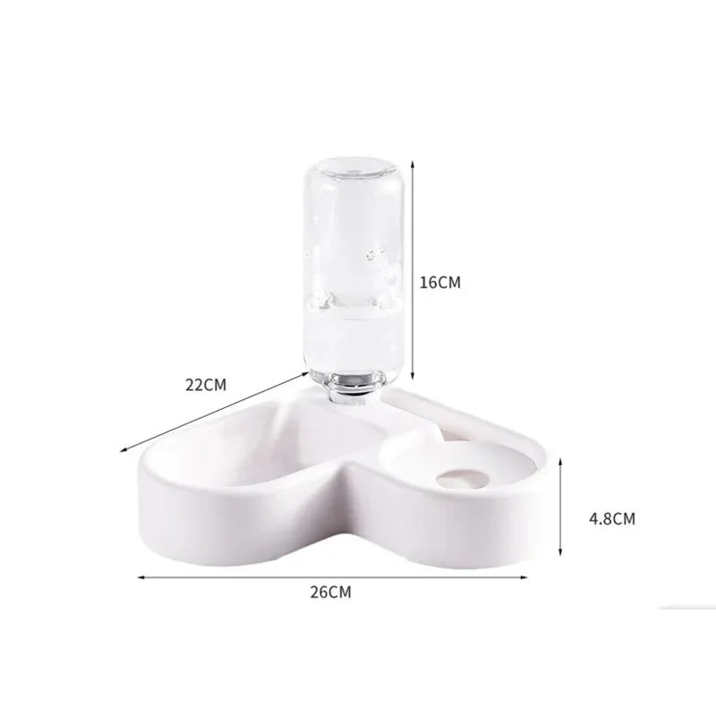 Pet Double Bowl Dog Bowl Cat Bowl Set Automatic Feeding and Drinking Bowl Anti-Tip Food Bowl for Small Dogs and Cats