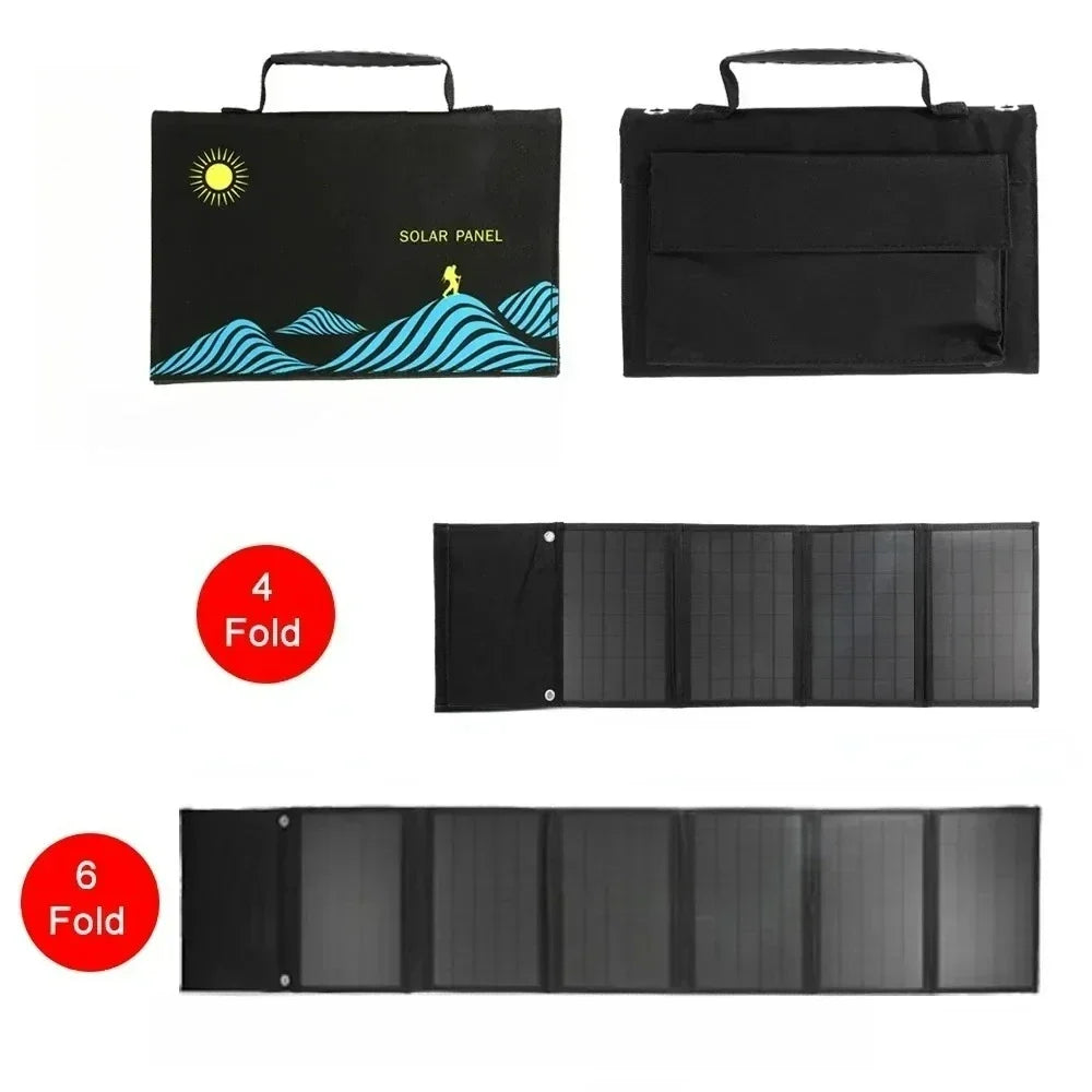 2024 New Portable Solar Panel Folding Bag USB+DC Output Solar Charger Outdoor Power Supply Mobile Phone Generator
