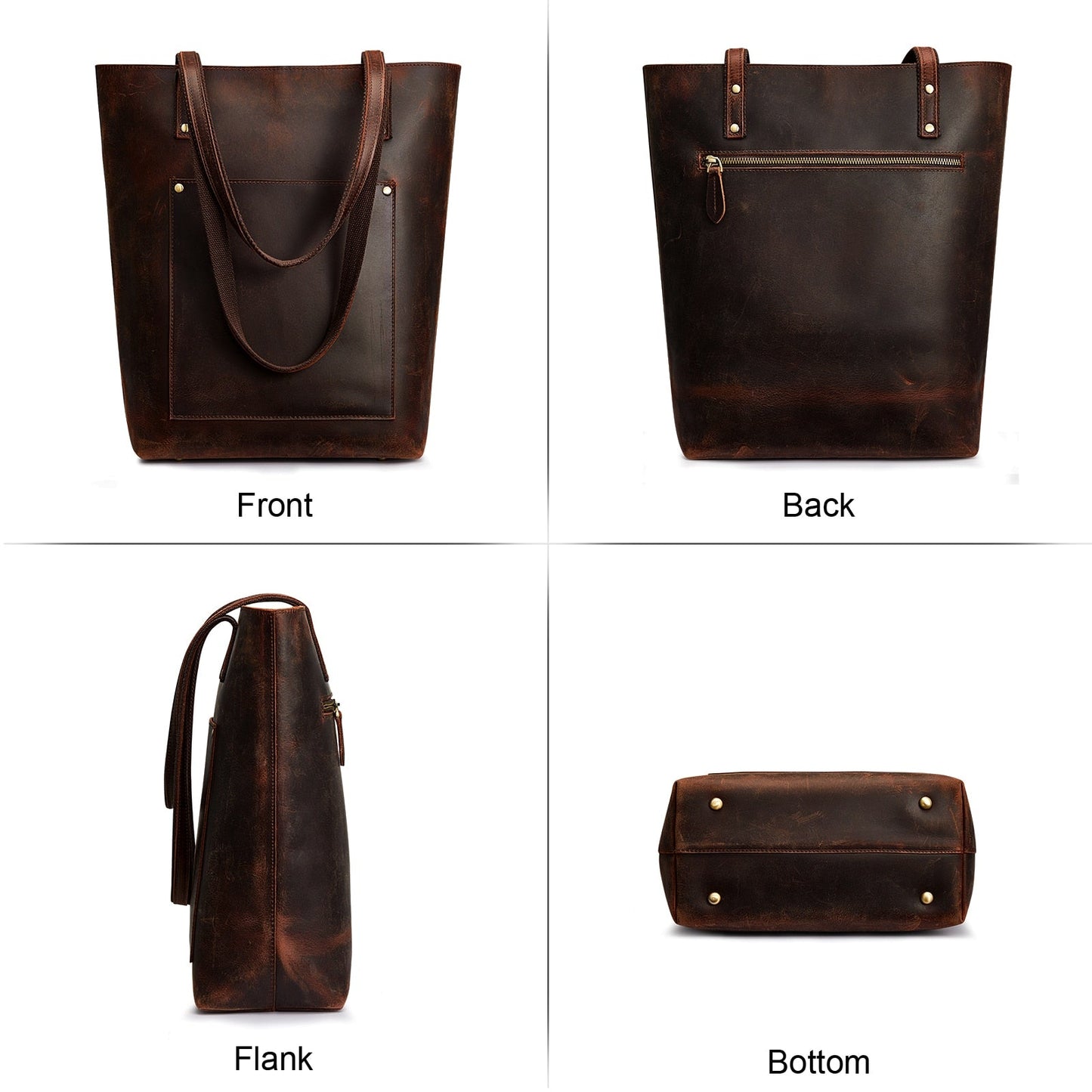 S-ZONE Women Vintage Genuine Leather Tote Bag Large Shoulder Purse Work Handbag
