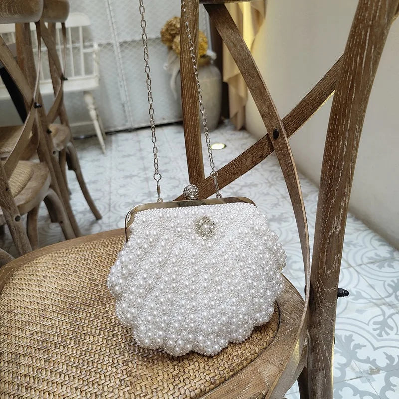Lost in Vintage Womens Party Luxury Handbag Bags Designer Pearl Diamonds Evening Clutch Crossbody &Shoulder OL Formal Purse