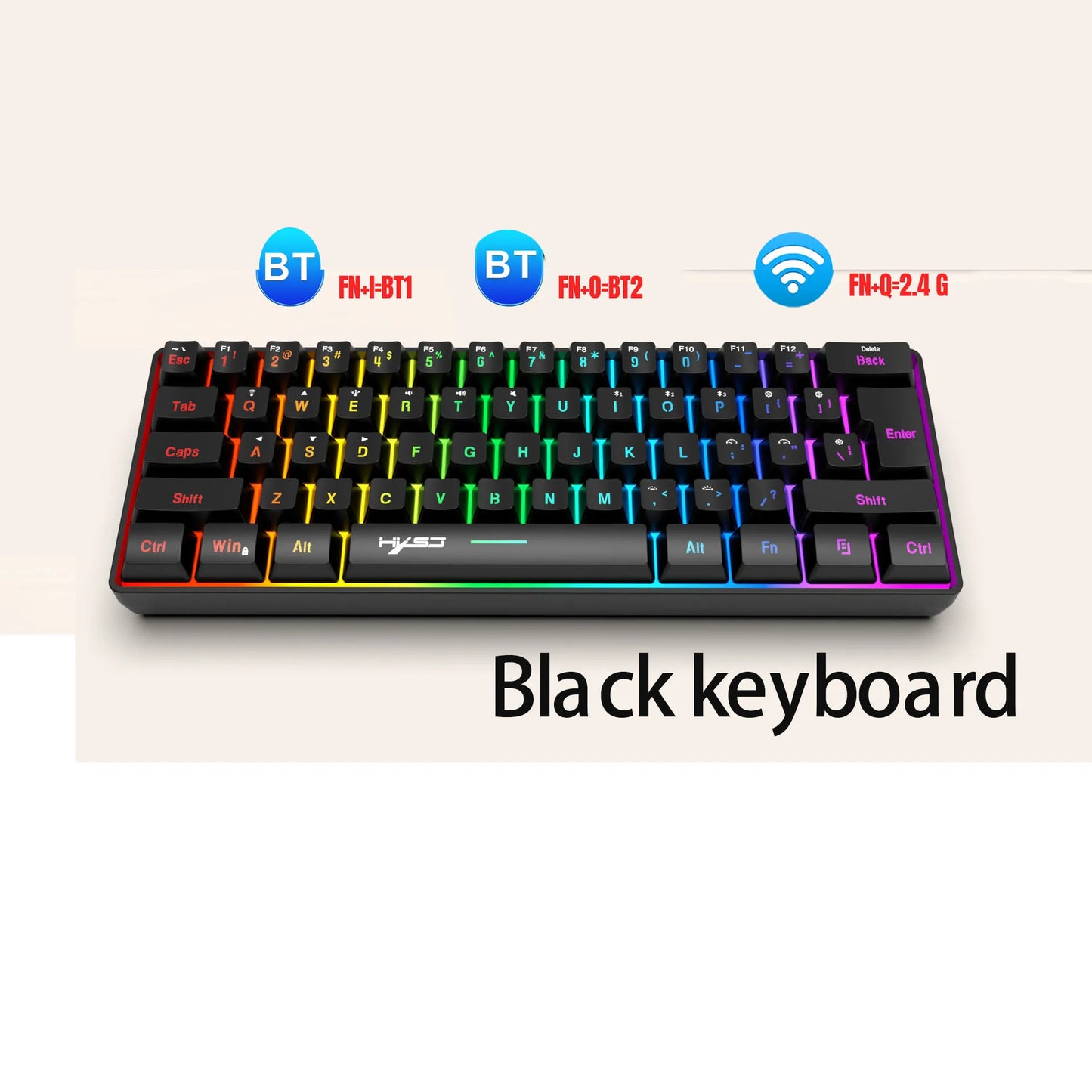 Wireless Bluetooth Keyboard and Mouse Combo, 60% Compact Design, 2.4GHz, White Gamer Set for PC