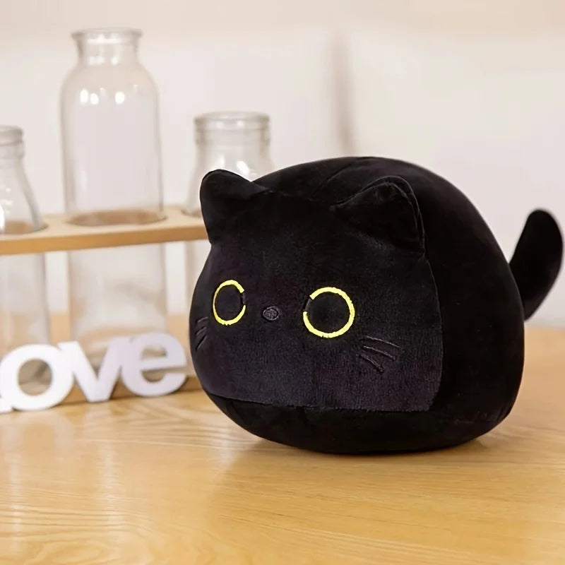 Adorable Black Cat Plush Pillow - Soft, Hugable, with Cute Expression - Birthday, New Year and Christmas Gift for Cat Lovers