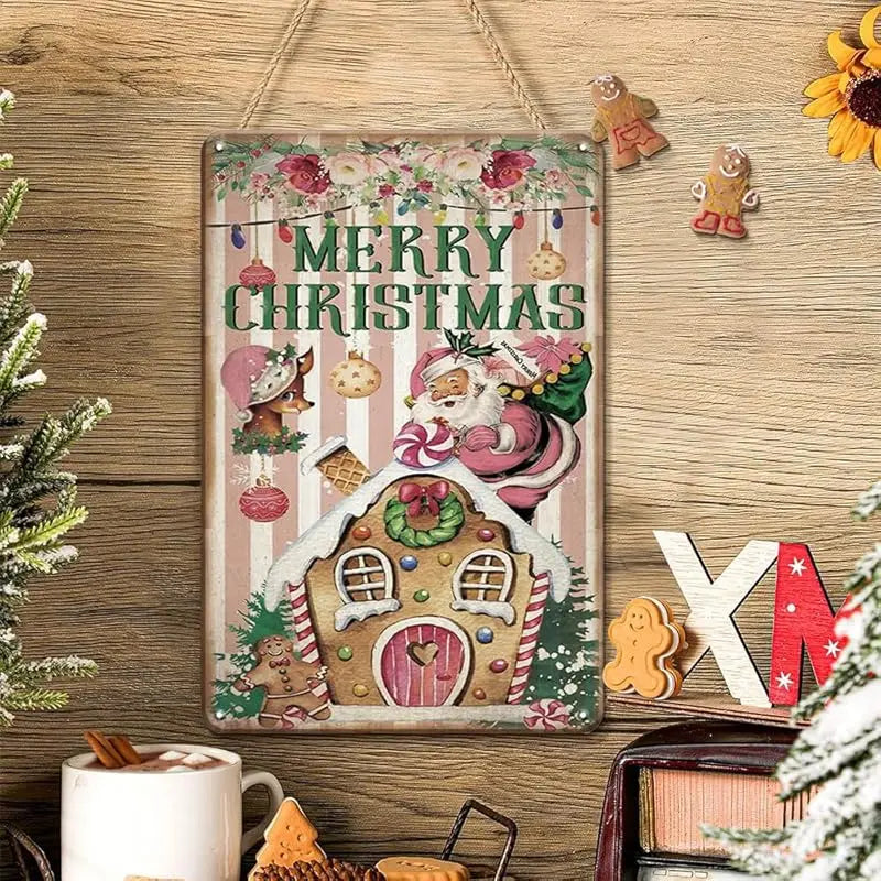 Christmas Pink Logo Indoor and Outdoor Party Decoration Supplies Iron Drawing 30x20x2cm