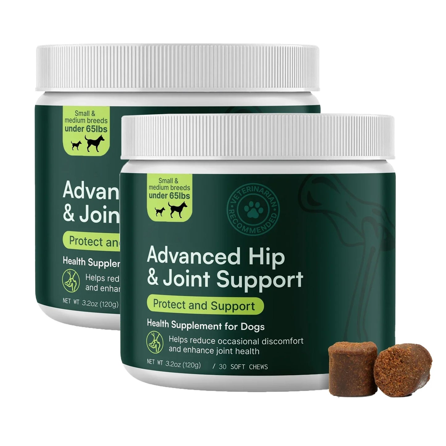 Advanced Dog Hip and Joint Supplement with Glucosamine, Omega 3 & MSM - 60 Pork Flavored Chews for Small and Medium Dog Breeds