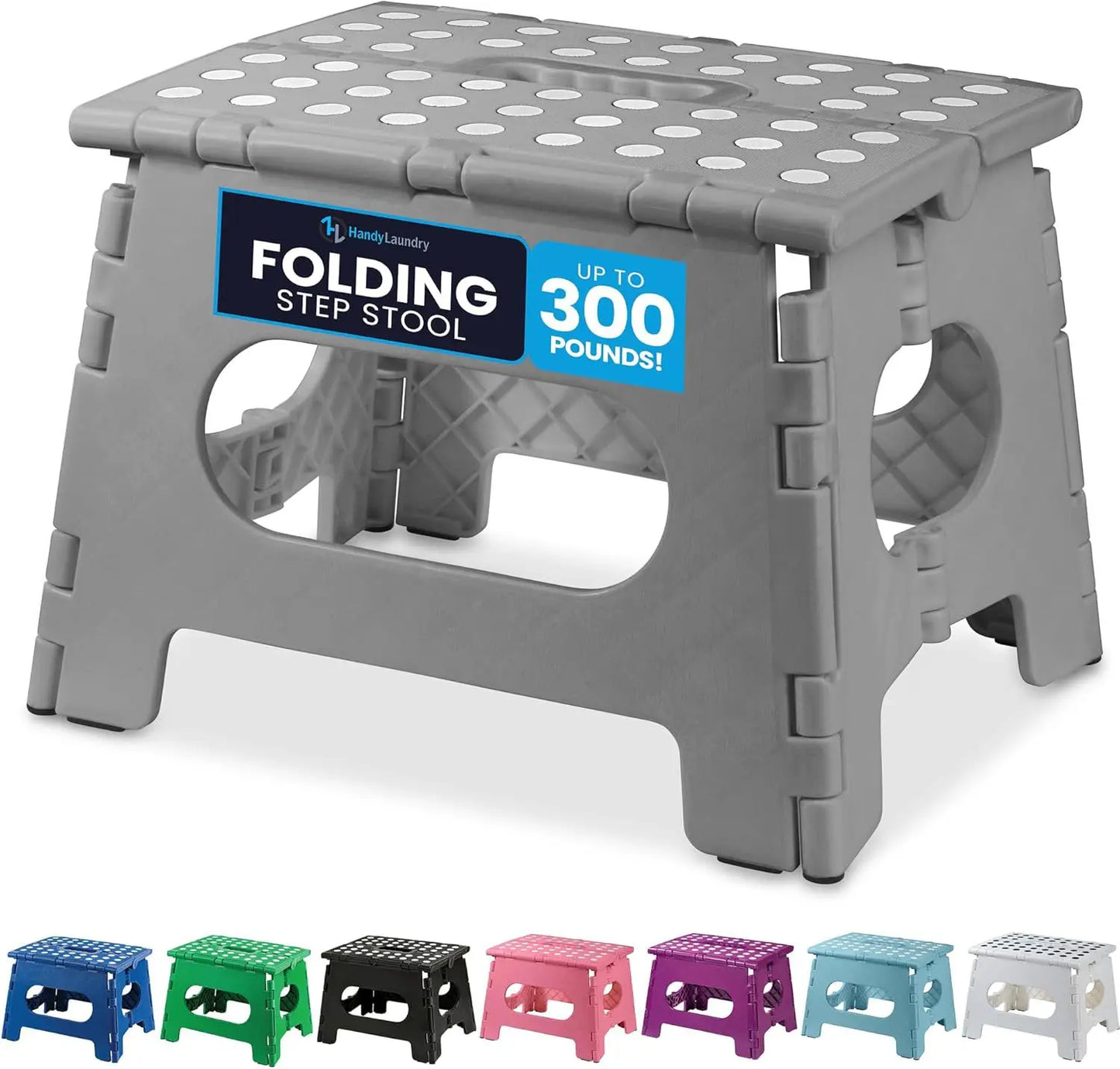 Folding Step Stool with 9 Inch Height (Pack of 1),Holds Up to 300 lbs.