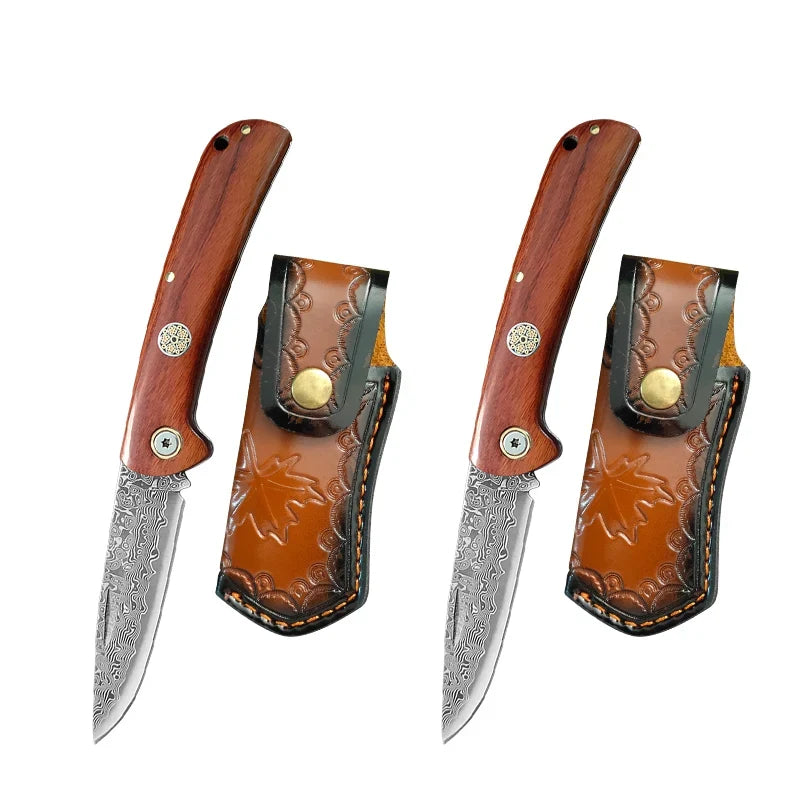 Folding Blade Kitchen Knife Stainless Steel Meat Cleaver With Wood Handle Cooking Household Meat Fruit Vegetables Barbecue Knife